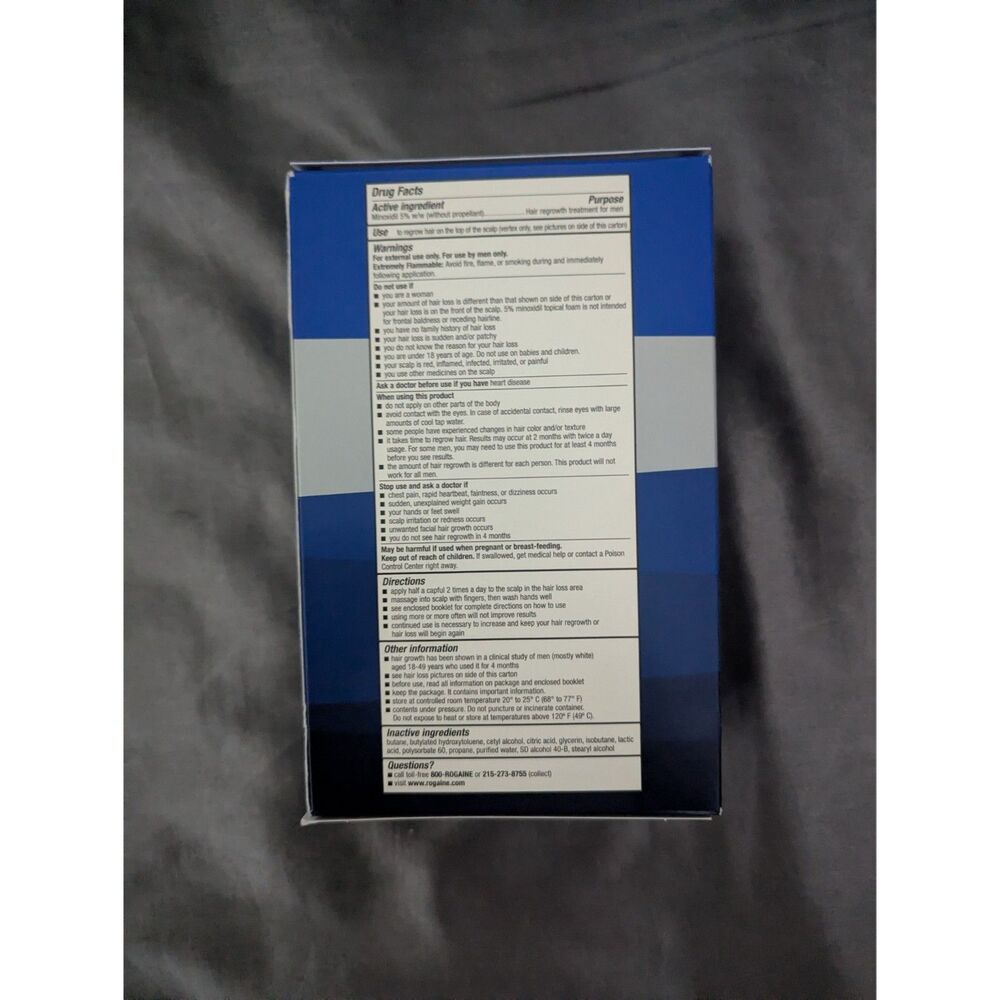 Rogaine Minoxidil Unscented Men's Hair Regrowth Foam, 3 MONTH Supply Unopened - Picture 3 of 5